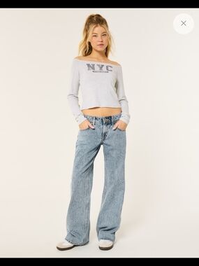 Low-Rise Baggy Blue Wide Leg Women’s Jeans
